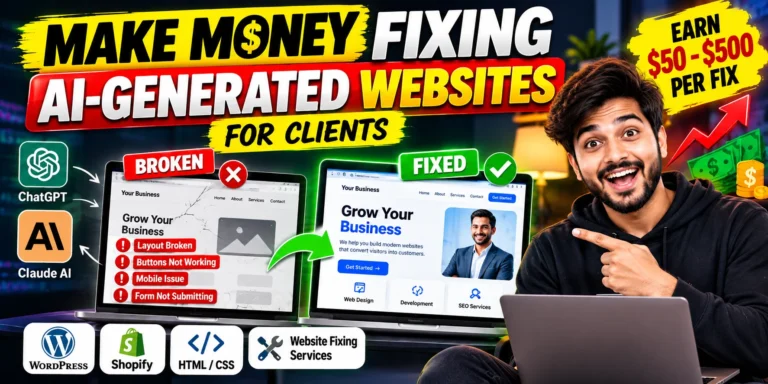 Freelancer fixing an AI-generated website using AI coding tools