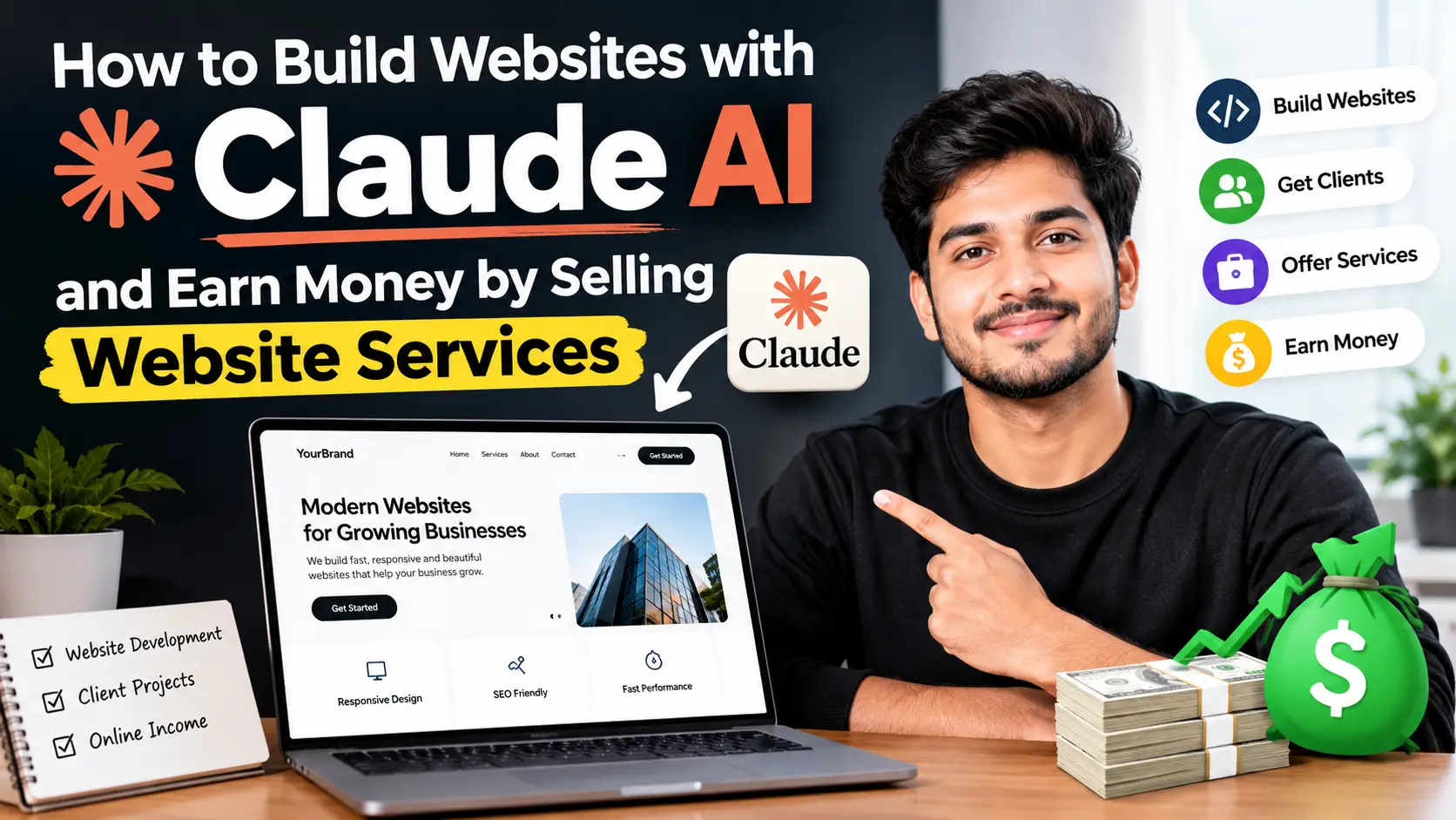 Building websites with Claude AI-generated code for freelance website development